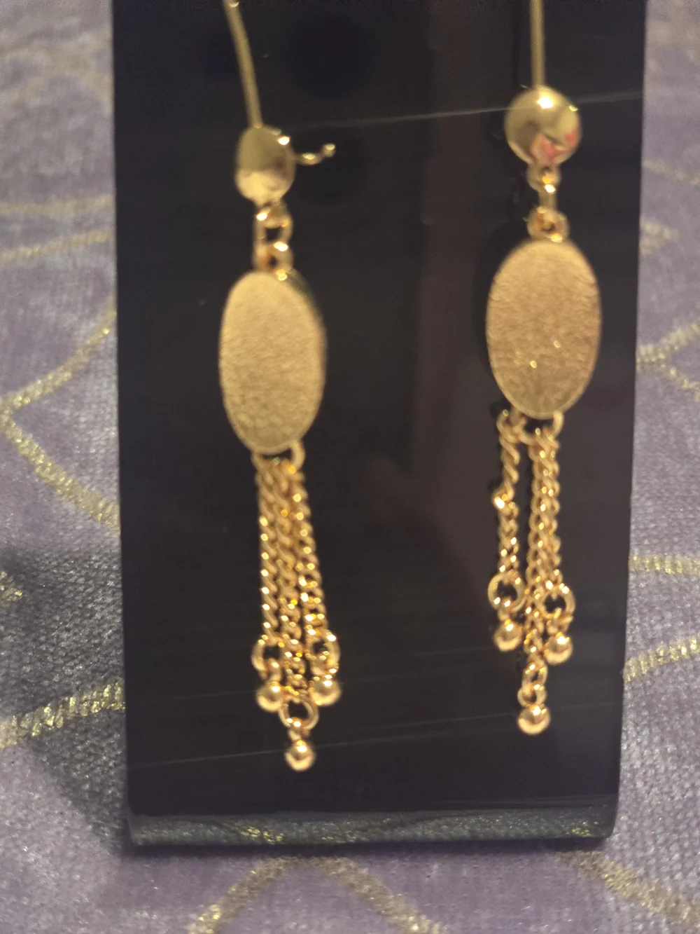 22 kgp Dubai Jewelry Gold Drop Chain Tassel Earrings - Elegant Women’s Jewelry